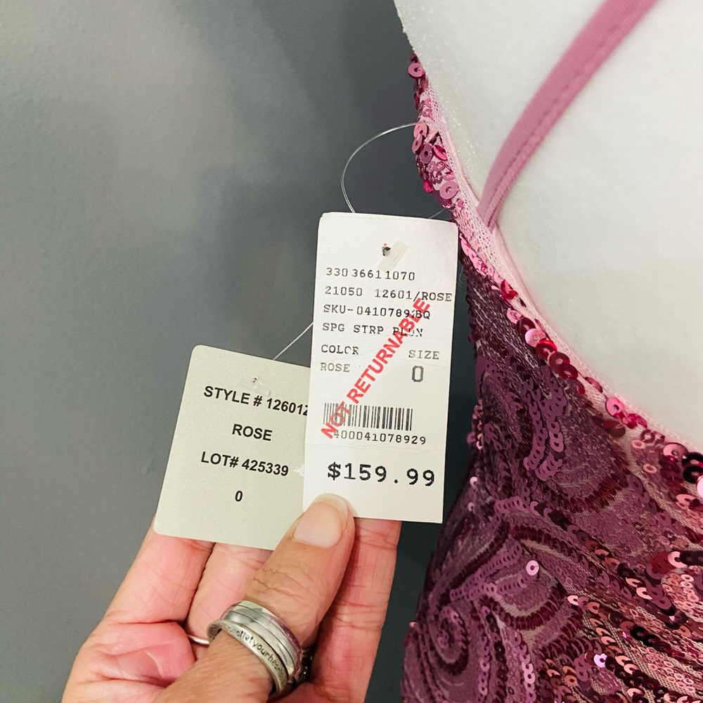 Gorgeous CAMILLE Pink Sequin Gown Sz0 Backless Prom Formal New Years Holiday - Picture 10 of 17